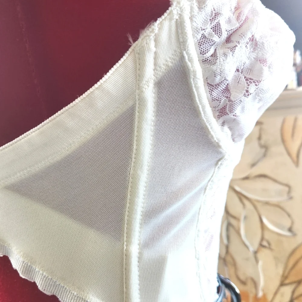 Vtg SUBTRACT Strapless Push Up Boned Low Back White Lace Corset Bustier 34B EUVC - Picture 8 of 16